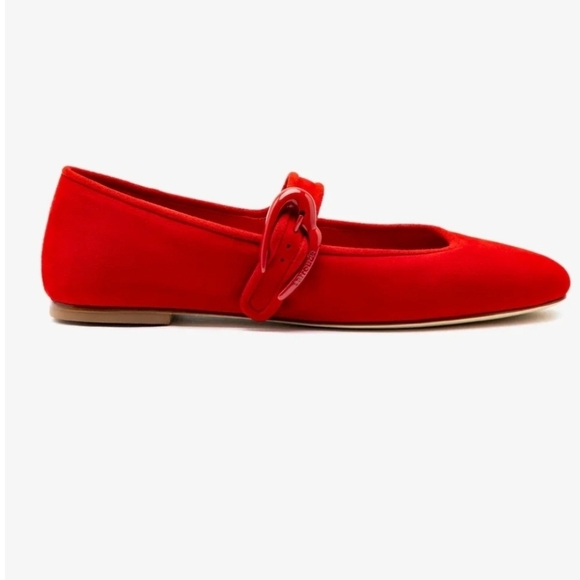 ❤️🔹️LARROUDE 🔹️Handmade In Brazil Suede Scarlet Suede Verona Ballet Flats - Picture 3 of 8